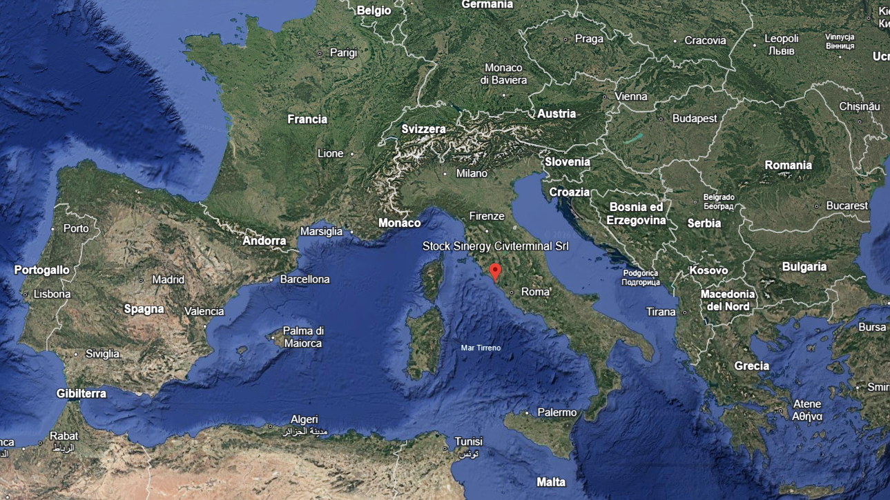 Ubicación mediterránea de Stock Sinergy Civiterminal en Civitavecchia, Italia central